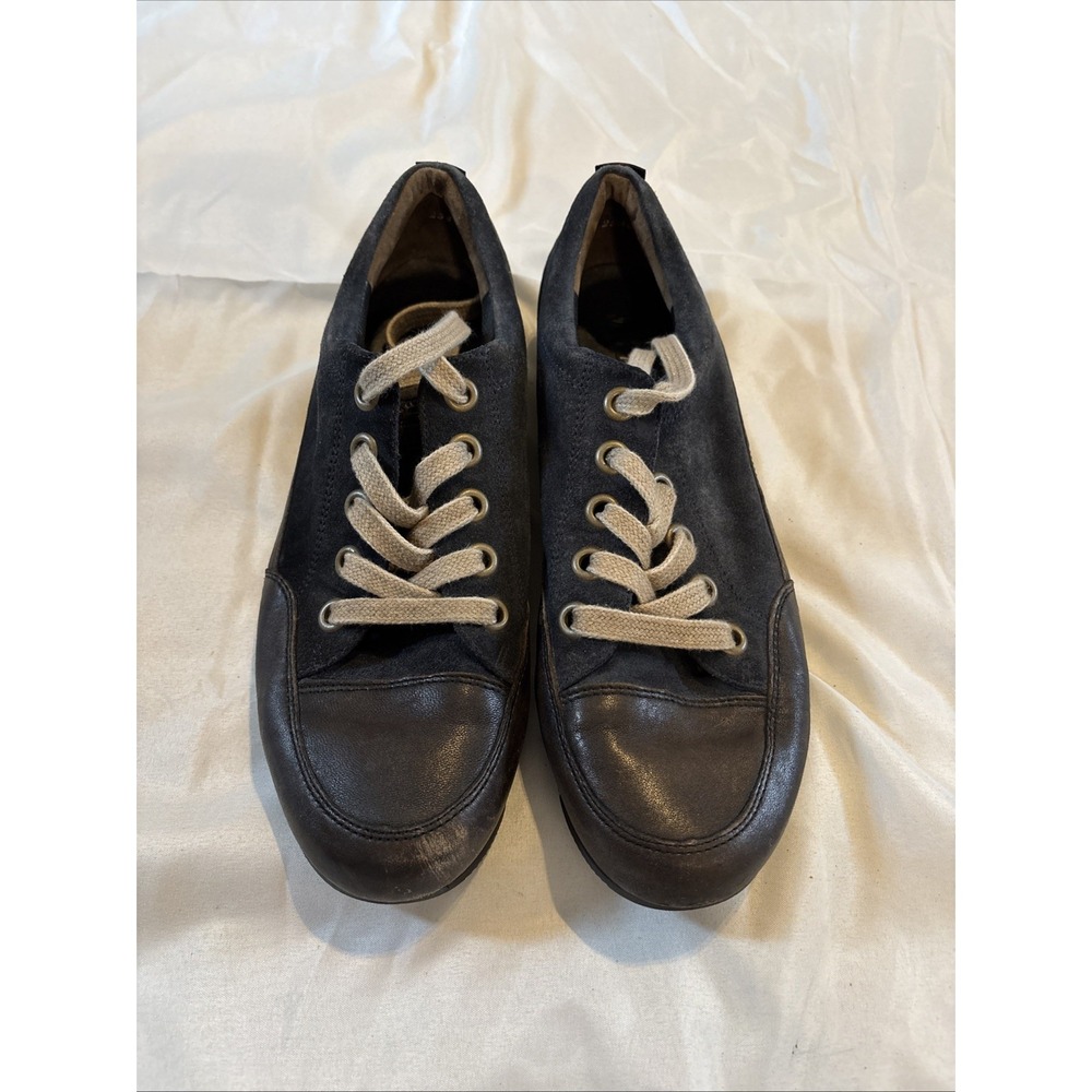 Paul Green Two-Tone Blue & Brown Lace Up Leather/Suede Sneakers Size 6.5